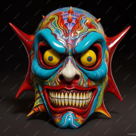 Premium Photo | Colorful Demon Mask Realistic And Hyperdetailed Comic