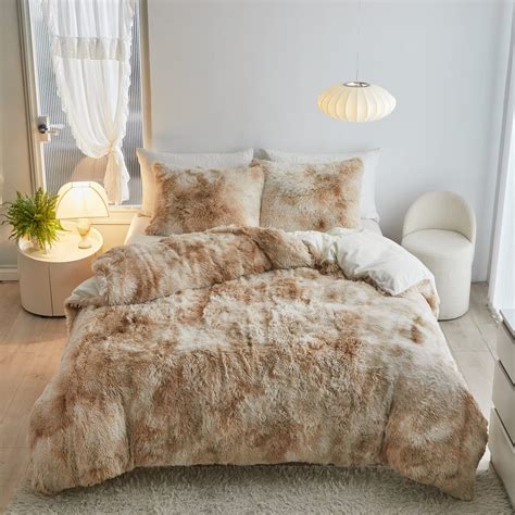 Lotus Karen Plush Shaggy Duvet Cover Set Full Size Fluffy