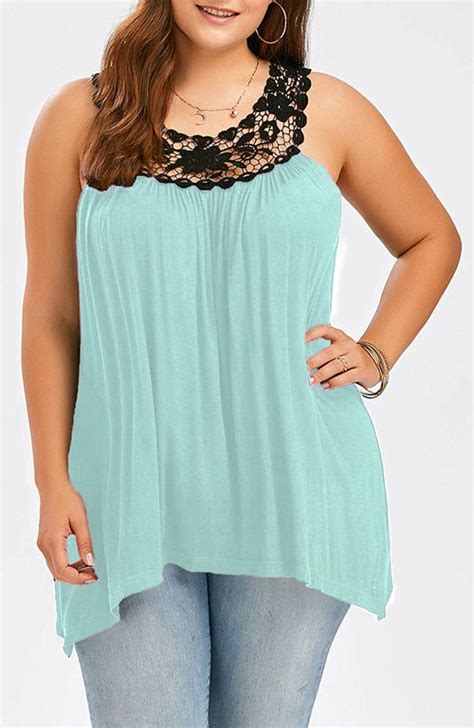 Lace Trim Plus Size Tank Top Stylish Plus Size Clothing Plus Size