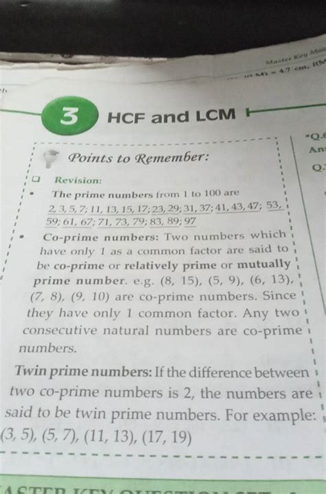 Hcf And Lcmpoints To Remember Revision The Prime Numbers From