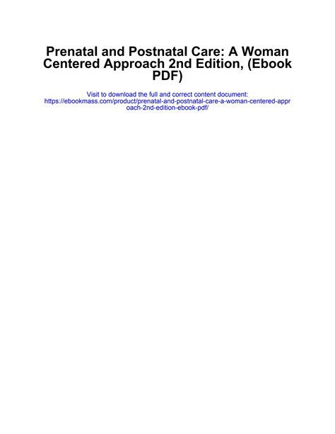 Prenatal And Postnatal Care A Woman Centered Approach 2nd Edition Ebook Pdf By John Hofer926 Issuu