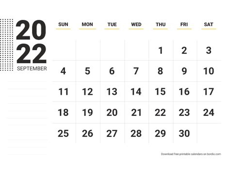 September 2022 Calendar Printable Pdf