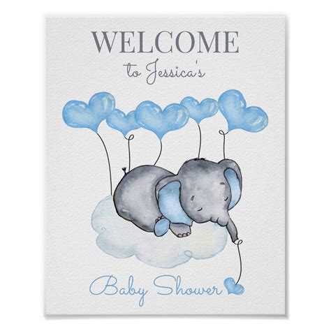 Cute Boy Elephant Baby Shower Welcome Sign Zazzle In Elephant