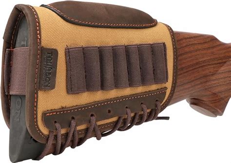 Tourbon Canvas Leather Rifle Cheek Rest Pad Bullet Cartridge Holder