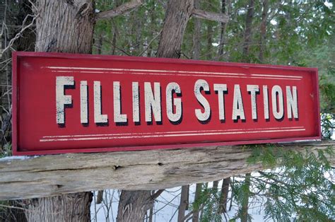 Filling Station Sign Painted Rustic Wood Sign Mancave Art Etsy