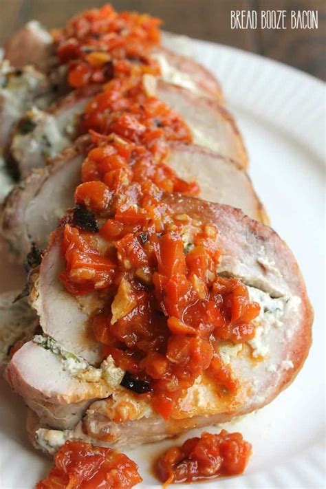 Spinach Dip Stuffed Pork Loin • Bread Booze Bacon