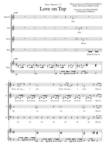 Love On Top Arr Michael Derrick By Beyonce Sheet Music For Satb