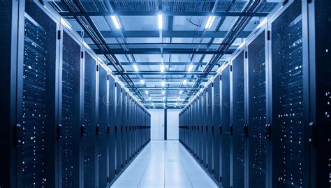 Rows of Server Racks in a Data Center Hallway Stock Illustration ... 