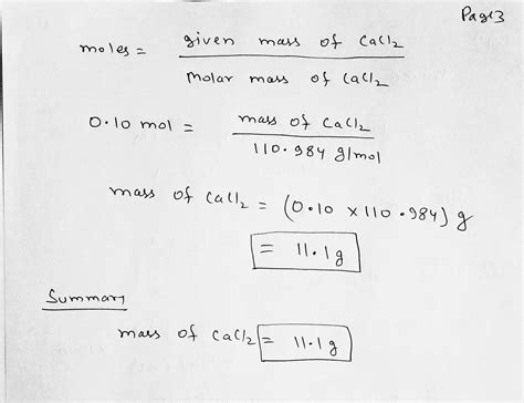 Solved Calculate How Many Grams Of Cacl Are Required To Make Ml