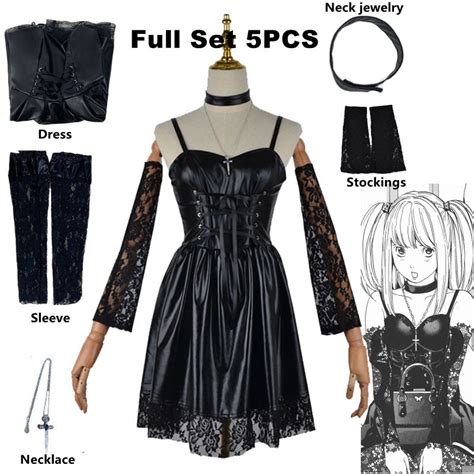 Death Note Cosplay Costume Misa Amane Imitation Leather Sexy Dress