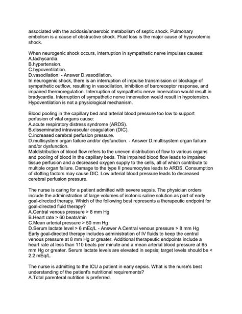 SOLUTION Chapter 11 Shock Sepsis And Multiple Organ Dysfunction