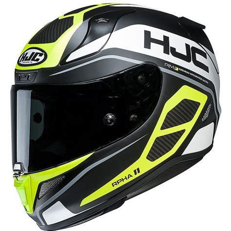 Casque de moto intégral Hjc RPHA 11 Saravo MC4HSF noir blanc jaune fluo