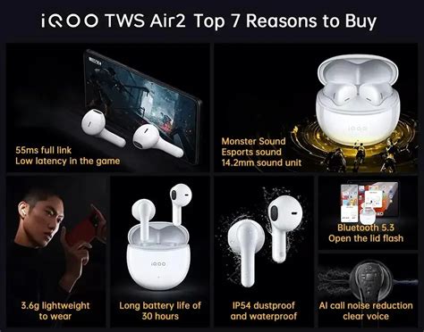 VIVO IQOO TWS Air 2 TWS Earphone Bluetooth 5 3 AI Call Noise Cancelling