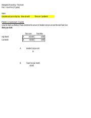 Managerial Accounting Final Exam Xlsx Managerial Accounting Final