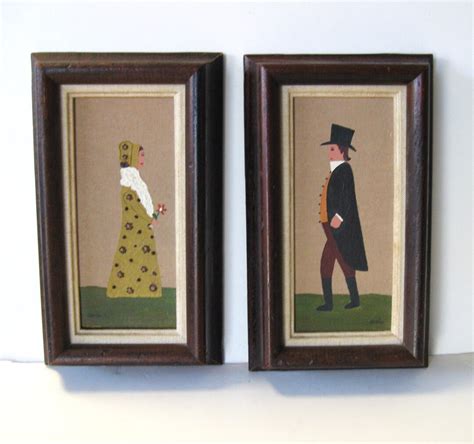 Framed Hand Painted Colonial Figure Paintings X Etsy