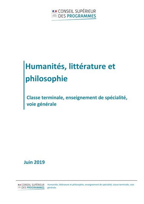 cours Tle HLP Specialite Voie G Humanités littérature et philosophie