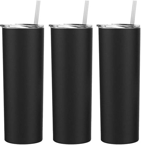 Black Stellar 20 Oz Skinny Steel 3 Pack Double Wall Stainless