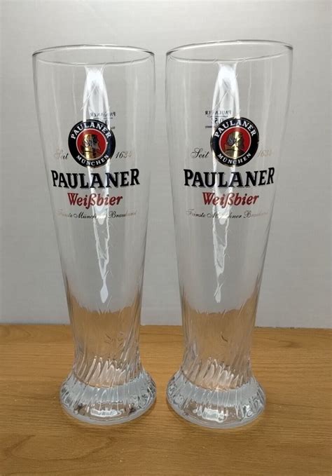 Paulaner Munchen Weibbier Beer Glass Set 2 German Beer 10 5l Swirl