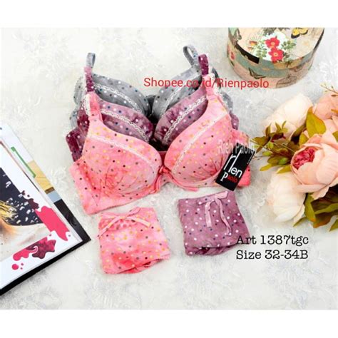 Jual Bra Set Celana Dalam Wanita G String BH Kawat Lingerie Set Sexy Hot Premium Motif Lucu Rien