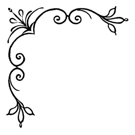 Handdrawn Floral Corner Design With Swirls And Leaves Premium Ai Generated Vector