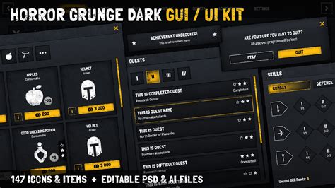 Horror Grunge Military Dark Gui Ui Kit Psdai Source Files