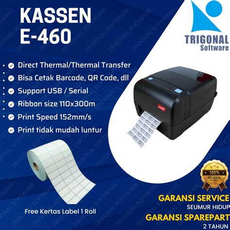 Jual Printer Barcode KASSEN E 460 E460 Direct Thermal Transfer Cetak