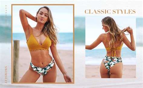 CUPSHE Damen Bikini Set Mit Muschelkante Triangel Bikini Tropicalmuster Bademode Zweiteiliger