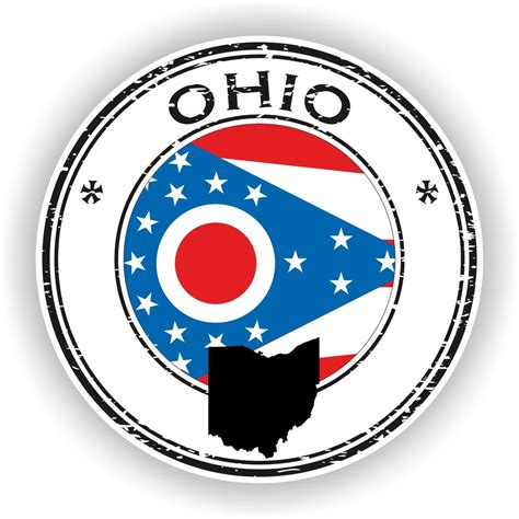 Ohio Seal Sticker Round Flag for Laptop Book Fridge Guitar Motorcycle ...