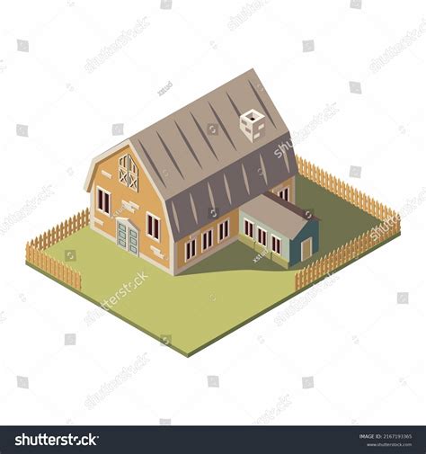 Isometric Farms Mills Barn Silo Hay Stock Vector Royalty Free