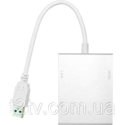 Переходник USB 3.0 To HDMI, DVI, VGA, RJ45 Gigabit Ethernet PowerPlant ...