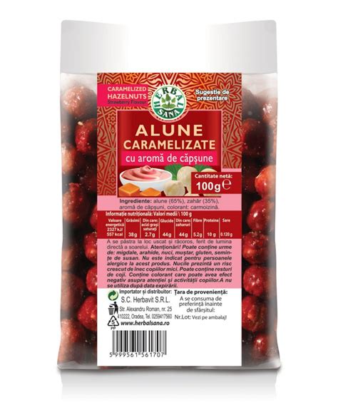 Alune Caramelizate Cu Aroma De Capsune 100 G Herbavit Naturisti Ro