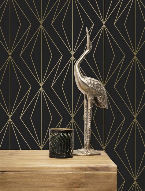 Golden Lines Wallpaper Black Gold 2 Trake Sorum Design