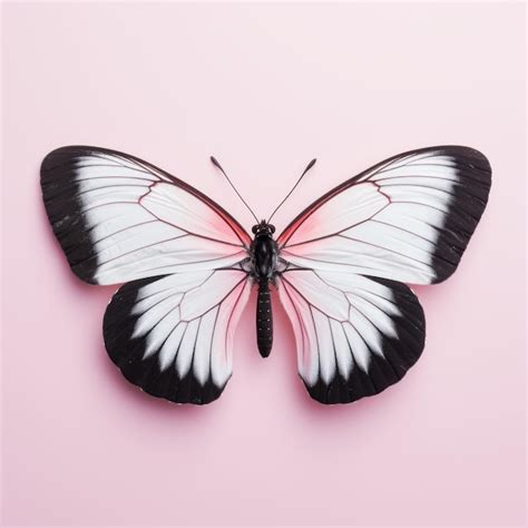 Premium Photo White And Black Butterfly With Pink Wings On Pink