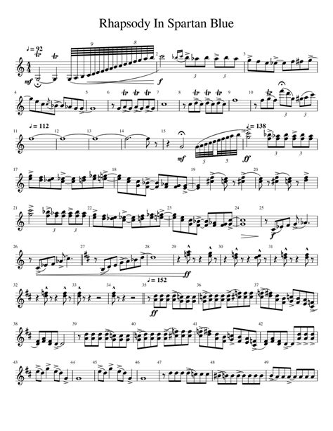 Rhapsody In Spartan Blue Sheet Music For Clarinet Other Solo