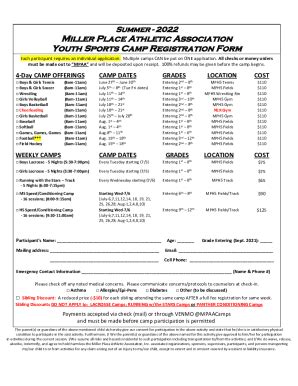 Fillable Online FREE 11 Printable Summer Camp Registration Forms In