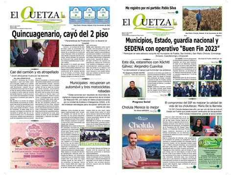 Nuestra Portada Edici N Noviembre El Quetzal De Cholula