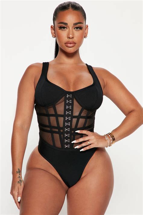 Weekend Vibes Bandage Bodysuit Black Fashion Nova Bodysuits