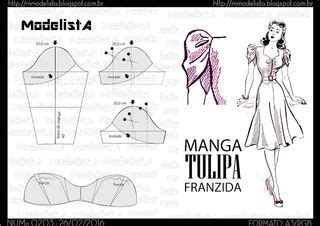 A3 NUMo 0203 MANGA ModelistA Modelista Padrões de costura fáceis