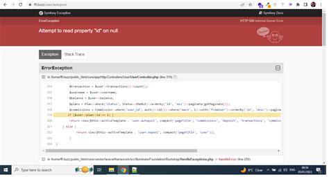 Php Attempt To Read Property Id On Null In Laravel Stack Overflow