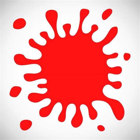 Red Hand Drawn Paint Splash with small splashes and shadows. Vector ...