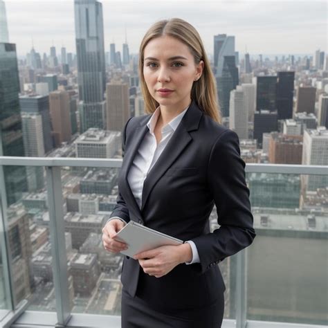 Premium Photo A Confident Businesswoman In A Sleek Office Attire