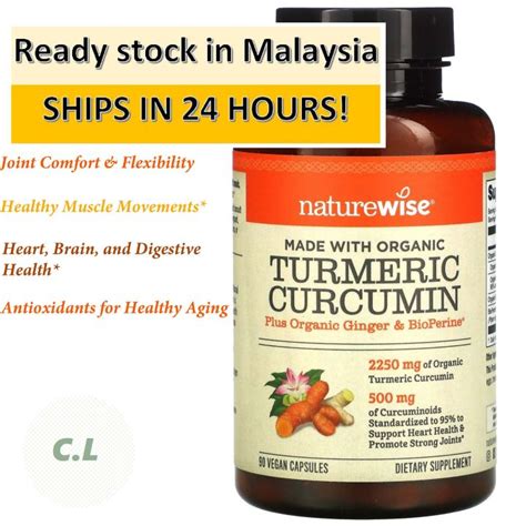 NatureWise Organic Turmeric Curcumin With BioPerine 90 180 Vegan