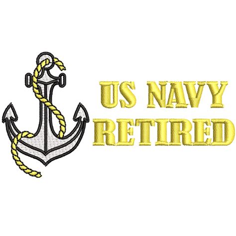 Anchor Navy Retired Veterans Retired Digitized Embroidery Design