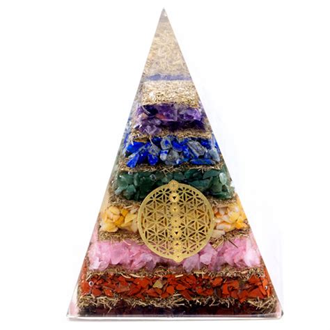 Orgonite Pyramide Seven Chakra Flower Of Life Mm Awgifts