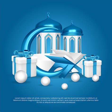 Eid Al Adha Mubarak Sch Ne Islamische D Blaue Lampe Geschenk Mond Und