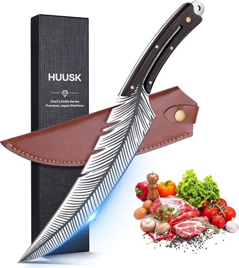 Huusk Japan Knife Feather Knife Hand Forged Viking Knife High Carbon