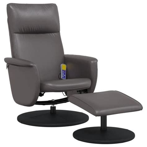 Pwshymi Fauteuil Inclinable De Massage Avec Repose Pied Gris Similicuir