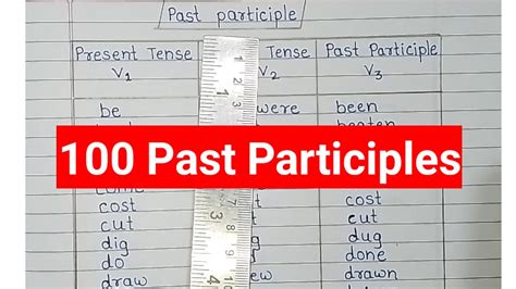 Past Participles Verb V1 V2 V3 Form Youtubevideo Ytstudio YouTube