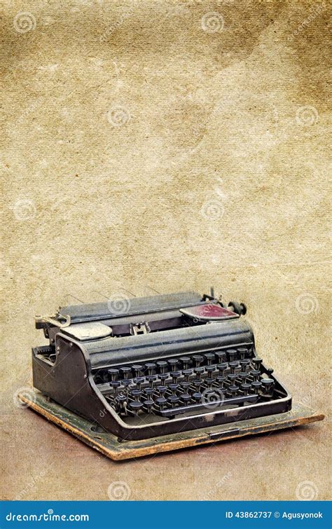 Retro Typewriter On The Old Vintage Textured Paper Background Stock