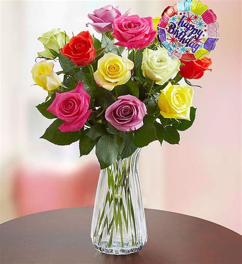 Happy Birthday Assorted Roses, 12-24 Stems | 1800Flowers.com - 100551